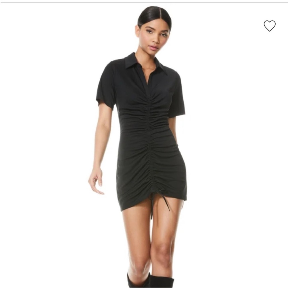 Alice and Olivia MARSHA RUCHED POLO MINI DRESS